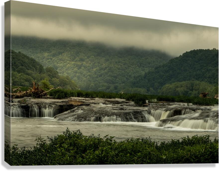 New River Gorge Waterfalls in Morning Fog Canvas Print