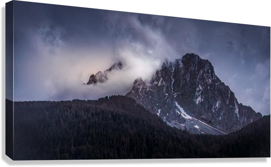 Dolomite Skyline Sunset Sesto  at Night Canvas Print