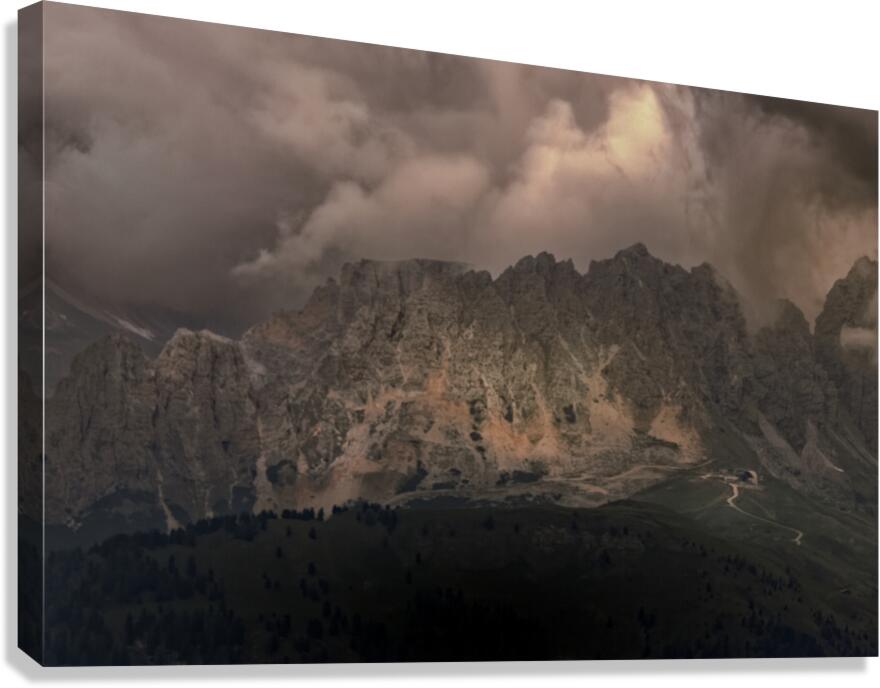 Dolomite Sella Pass in the Fog Canvas Print