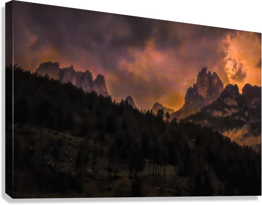 Possa di Fassa Sunset in the Italian Dolomite Mountains Canvas Print