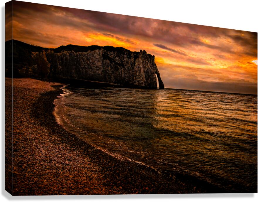 Normandy France Etretat Cliff Sunset Canvas Print