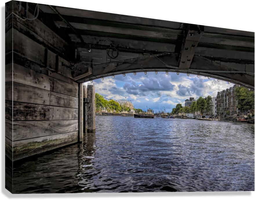 Amsterdam Bridge Framing Canal Canvas Print