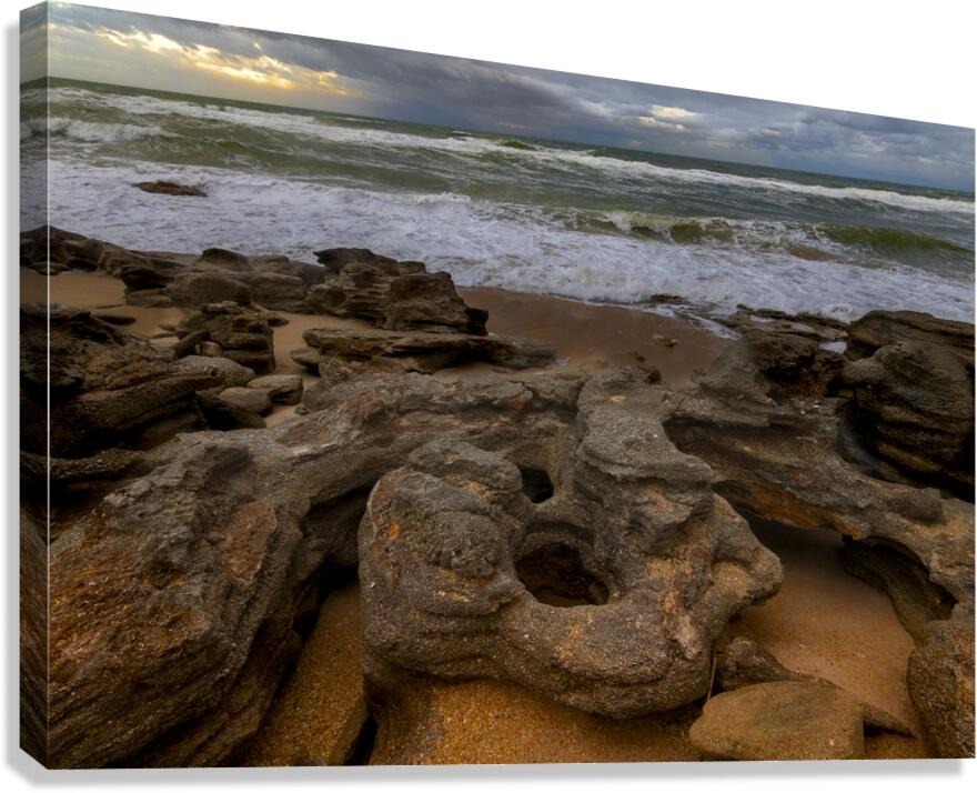Palm Coast Rocks Sunset Canvas Print