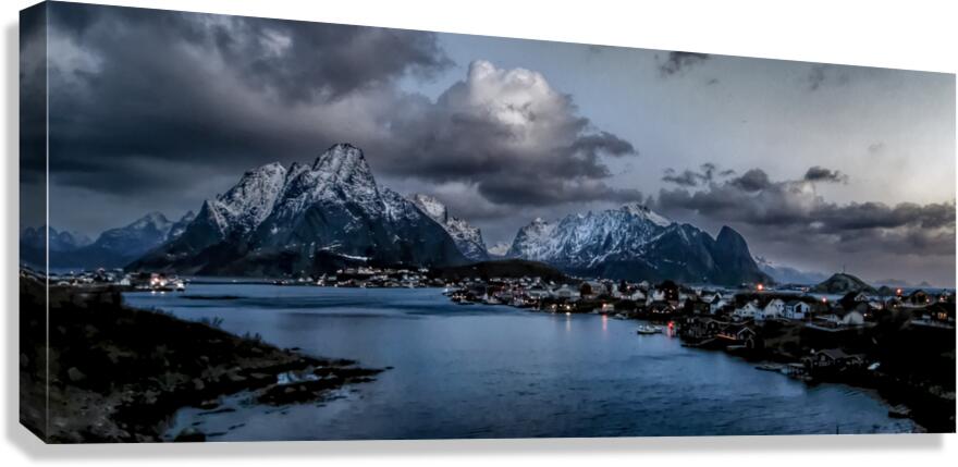 Reine Village Winter Landscape Canvas Print