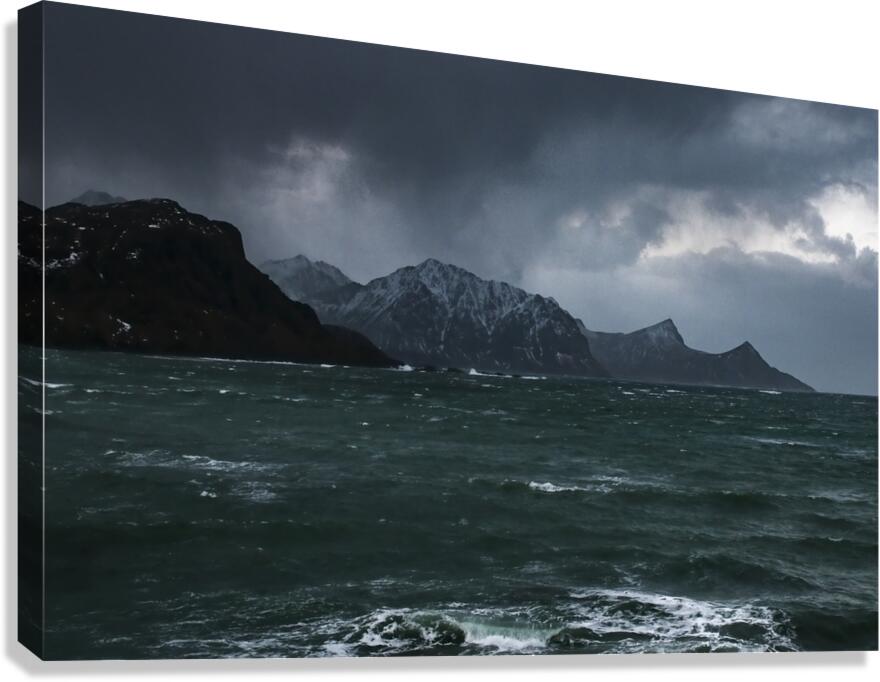 Lofoten Gale Wind sand Rocky Coastline Canvas Print