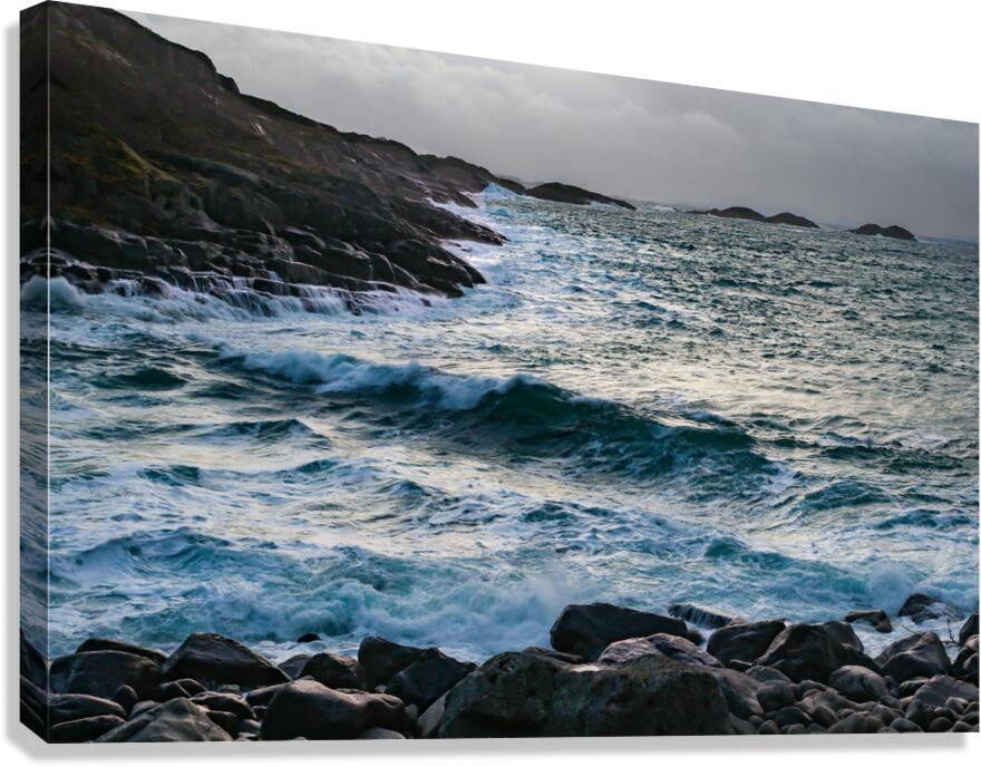 Lofoten Rocky Coastline and Storm Waves Canvas Print