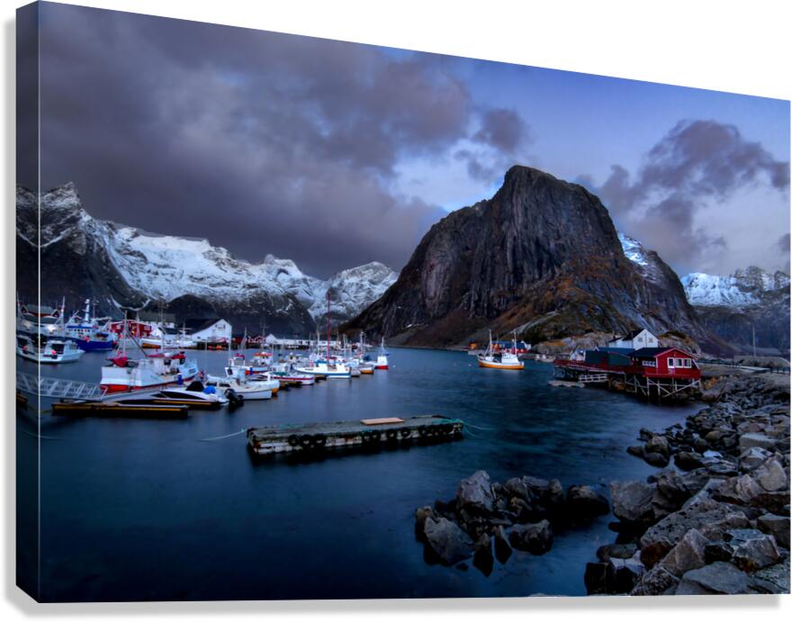 Lofoten Winter Hamnoya  Harbor Canvas Print