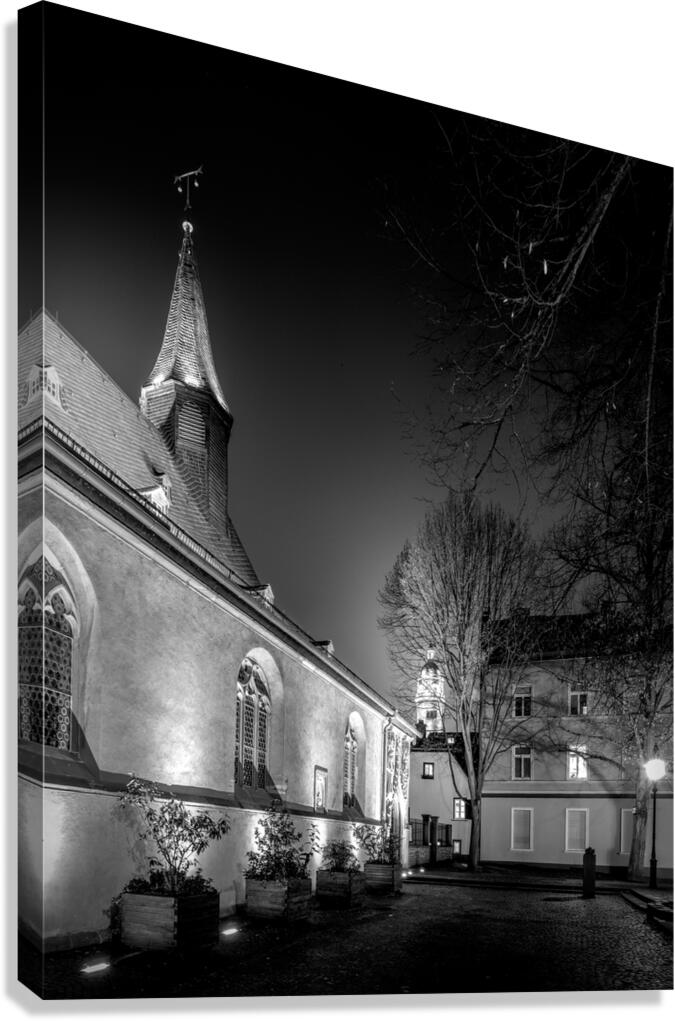 Hochster Schloss and Saint Justinus Church Canvas Print