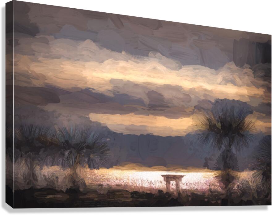 Hilton Head Beach Silhouette Impressionist Canvas Print