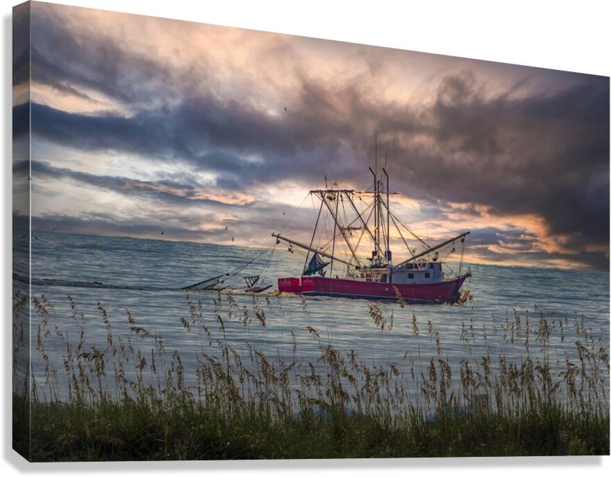 Hilton Head Shrimper Sunrise Canvas Print