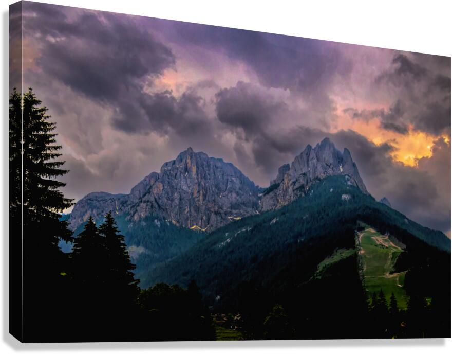 Possa di Fassa Ski Landscape Canvas Print