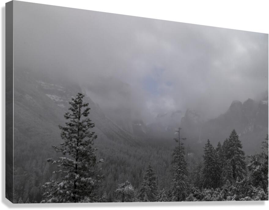Foggy Yosemite in Winter Canvas Print
