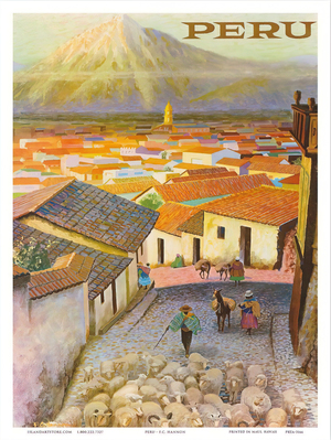 Arequipa Village Peru South America travel poster