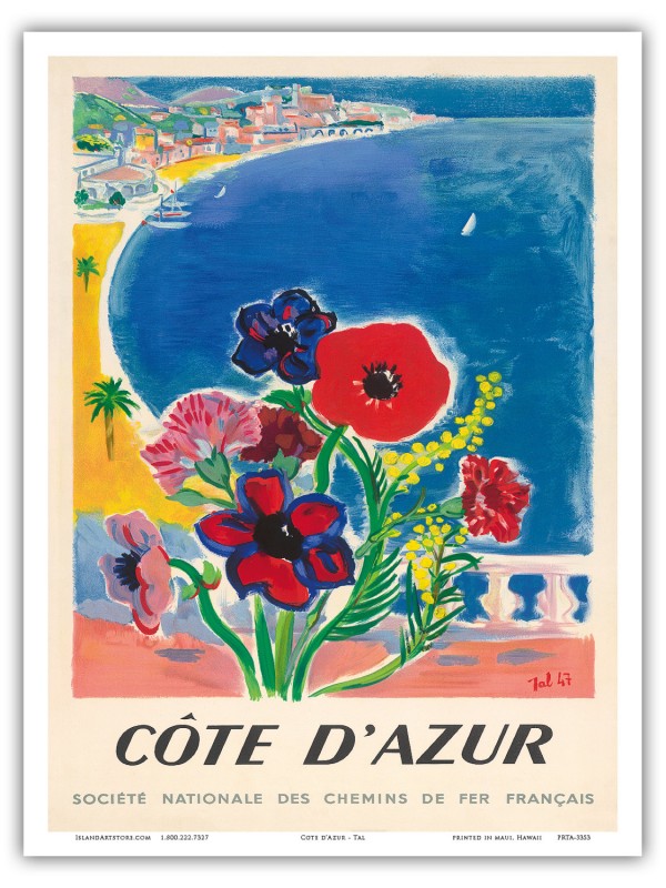 French Riviera Vintage Railway Travel Print