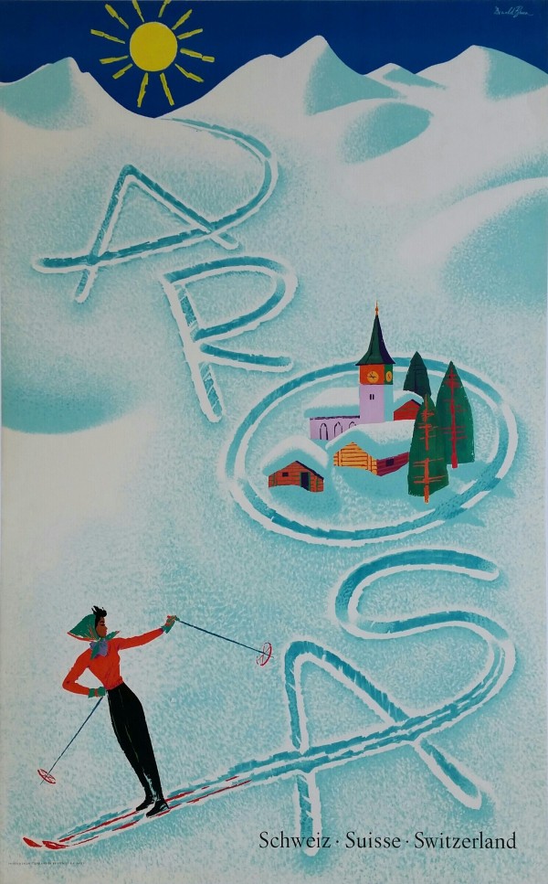 Original vintage poster ski Arosa Suisse Print