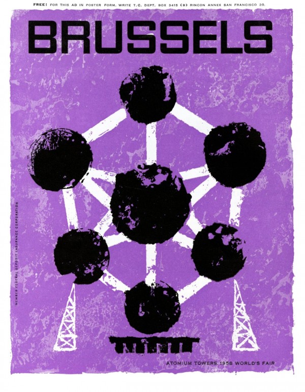 Poster for the Atomium Tower in Brussels, World Fair 1958 Print