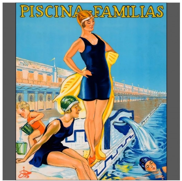 Vintage poster da natacao de piscina familias Print