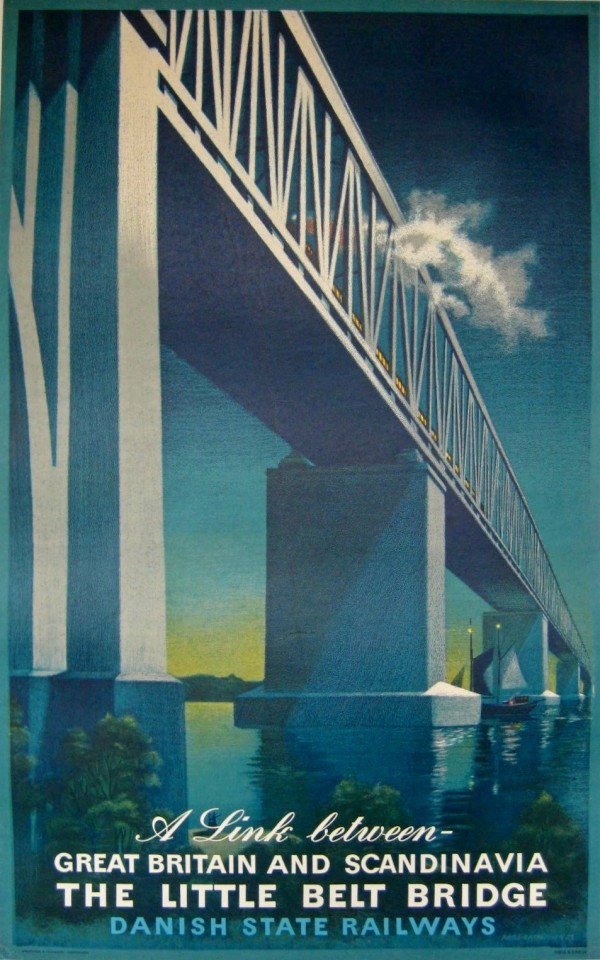 Vintage travel poster for Danish State Railways Print