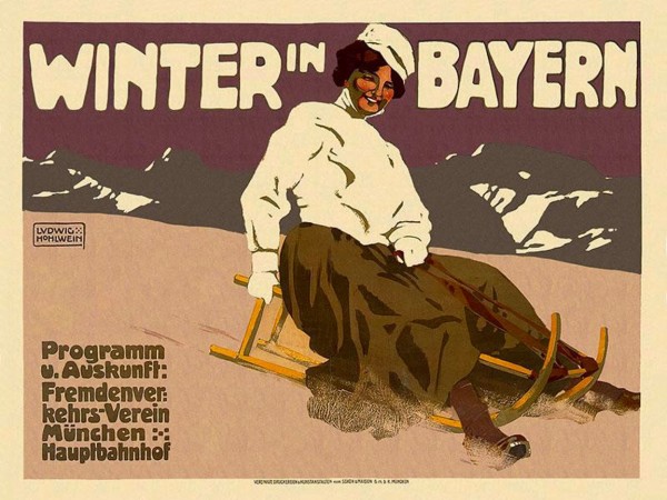 Winter in Bayern travel poster Print