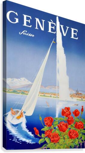Original Vintage Poster For Geneva Switzerland  Canvas Print