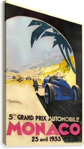 Monaco Grand Prix Vintage Poster 1933 by VINTAGE POSTER Wall Art