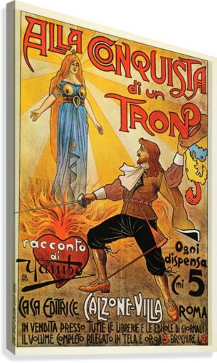 1971 Italian Print Poster Anonimo Art Alla Conquista di un Trono Conquest  Canvas Print