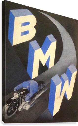1930 BMW art deco poster  Canvas Print