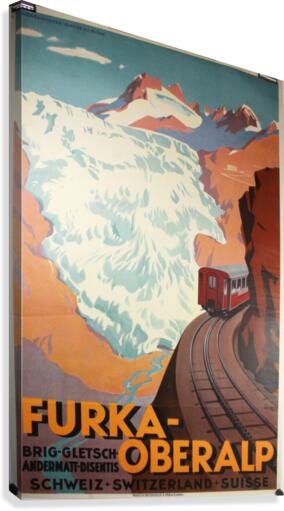 Furka Overalp Swiss Travel Poster  Canvas Print