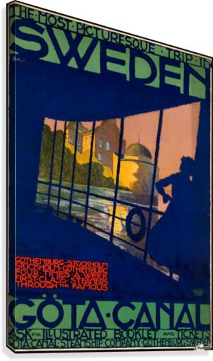 Sweden Gota Canal travel poster  Canvas Print