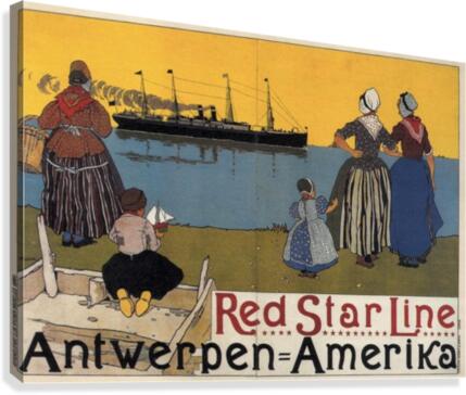 Red Star Line by Henri Cassiers 1899 Vintage Travel Poster Belgium  Canvas Print