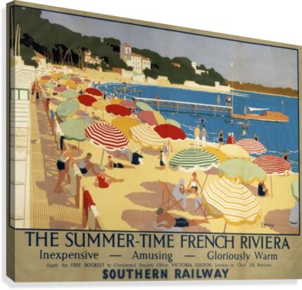 The Summertime French Riviera Southern Railway travel poster  Canvas Print