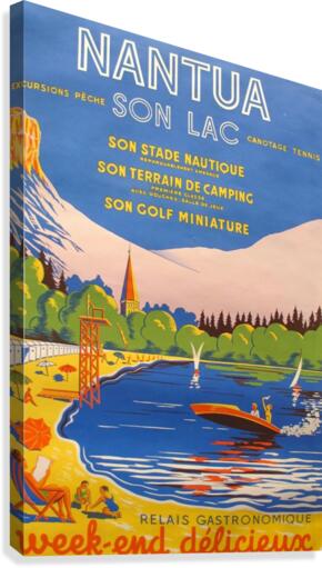 Vintage French Travel Poster for Nantua  Canvas Print