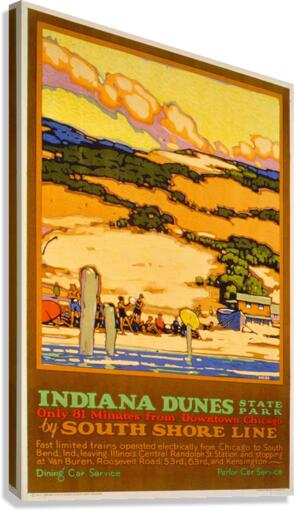 1927 Indiana Dunes poster by Leslie Ragan  Canvas Print