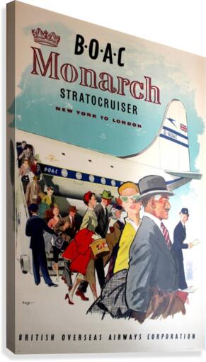 BOAC Monarch Stratocruiser New York - London Original Travel Advertising Poster  Canvas Print