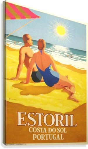 Portugal beach travel poster  Canvas Print