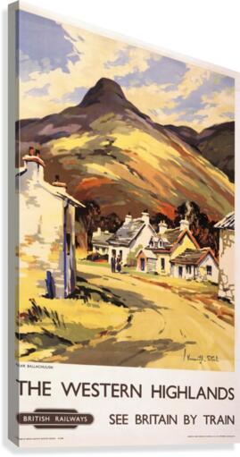 Western Highlands Vintage Railway Travel Poster  Canvas Print
