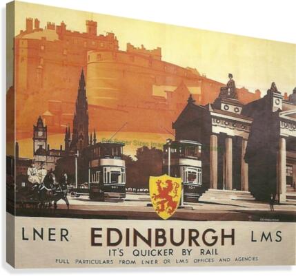 Vintage Travel Poster Edinburgh By Rail  Canvas Print