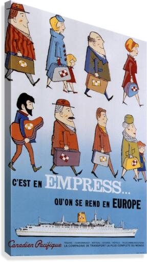 Canadian Pacific Empress via Europe Vintage Advertising Poster Canvas Print