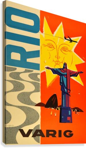 Rio Varig Original Vintage Travel Advertising Poster  Canvas Print