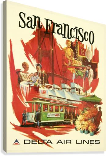 San Francisco Delta Air Lines travel poster  Canvas Print