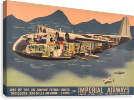 Original Vintage Travel Advertising Poster for Imperial Airways Empire  Canvas Print