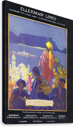 Vintage 1926 travel shipping ships ad for Ellerman shipping line  Canvas Print