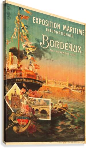 Vintage Poster for Bordeaux International Maritime Exposition 1907  Canvas Print