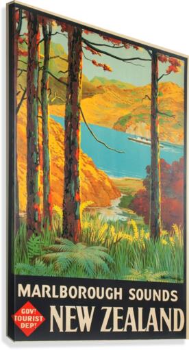 New Zealand Marlborough Sounds vintage poster  Canvas Print