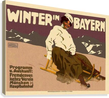 Winter in Bayern travel poster Canvas Print