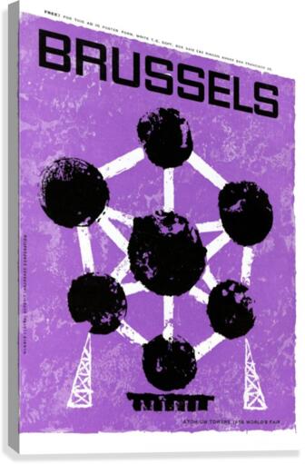 Poster for the Atomium Tower in Brussels, World Fair 1958 Canvas Print