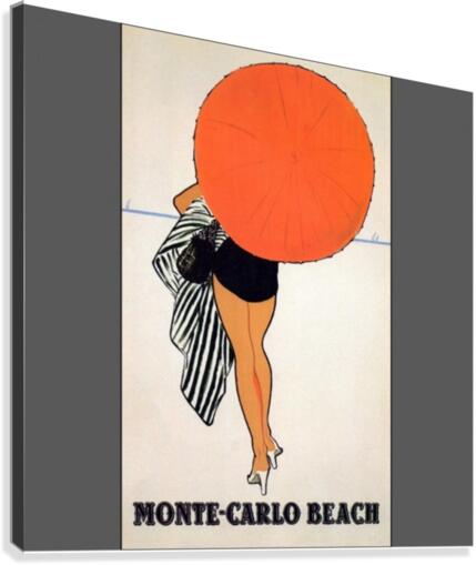 Vintage travel poster for Monte Carlo Beach Canvas Print