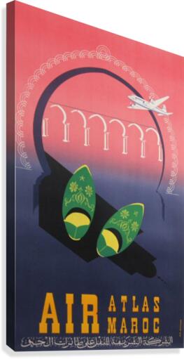 Air Atlas Maroc original advertising lithography vintage poster  Canvas Print