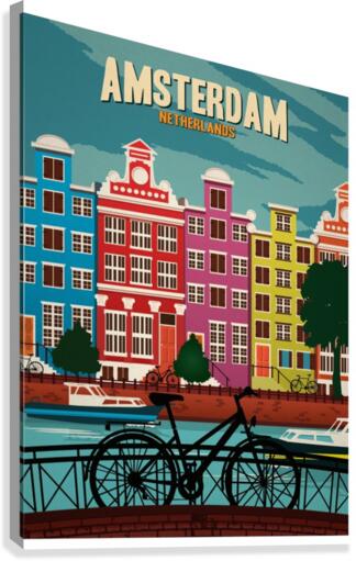 Amsterdam Netherlands Art Print travel poster  Canvas Print