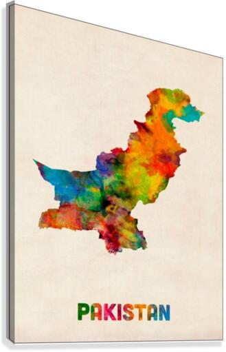Pakistan Watercolor Map Poster  Canvas Print